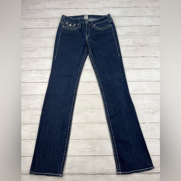 True Religion USA Made Women’s Size 31 Disco Billy Big T Denim Blue Jeans - Picture 2 of 14
